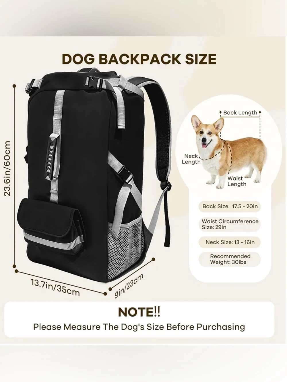 Dog Gray Travel Backpack with GRAY With Black Accents